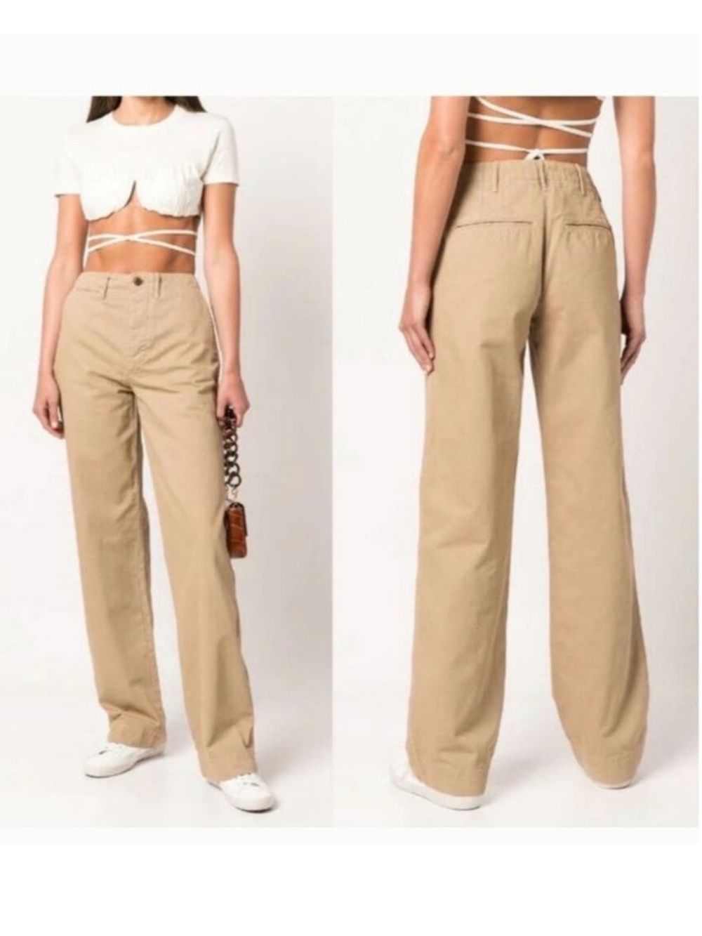 RE/DONE 90s Loose Trouser Washed Khaki High Rise Wide Leg Pants NWT 25